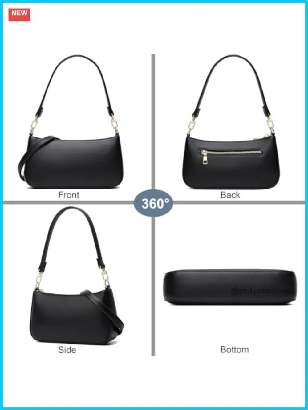 Retro Vegan Leather Hobo Shoulder Bag with Zipper Closure